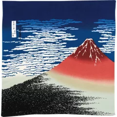   Furoshiki Ajándékcsomagoló Kendő – 50 × 50 cm, Vörös Fuji (Hokusai) mintás