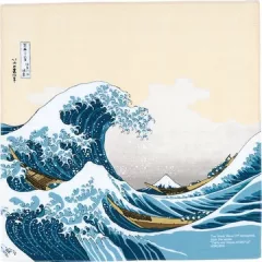   Furoshiki Ajándékcsomagoló Kendő – 70 × 70 cm, Nagy Hullám (Hokusai) mintás