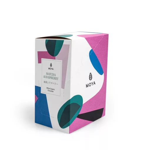 Moya Organikus Matcha Fehércsokoládé Málnával 80 g Doboz