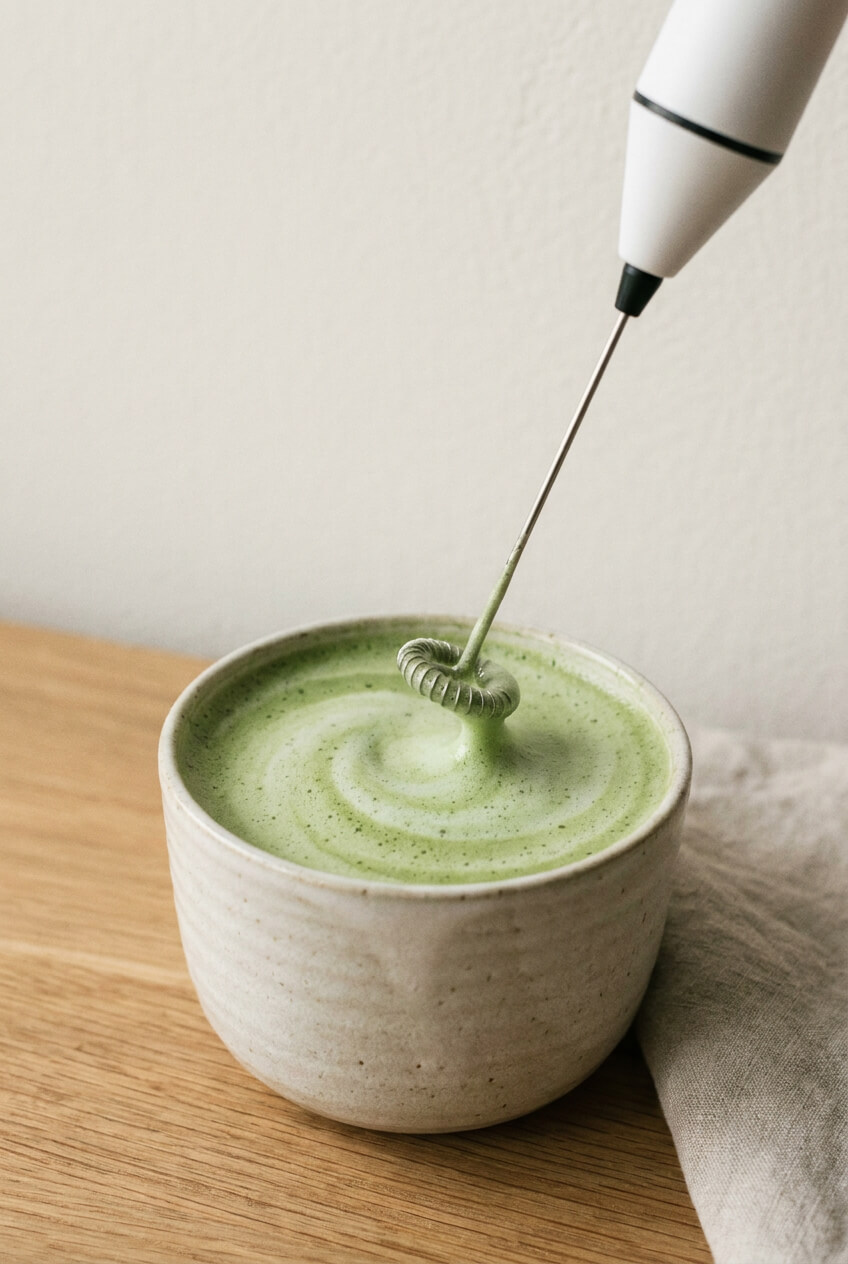 Elektromos habosító krémes matcha itallal