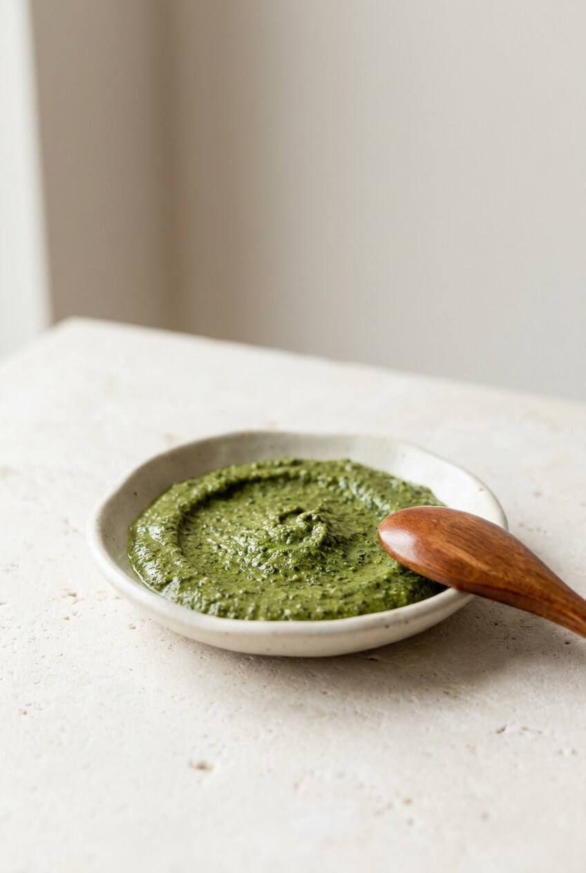 Élénkzöld matcha peeling textúra közelről